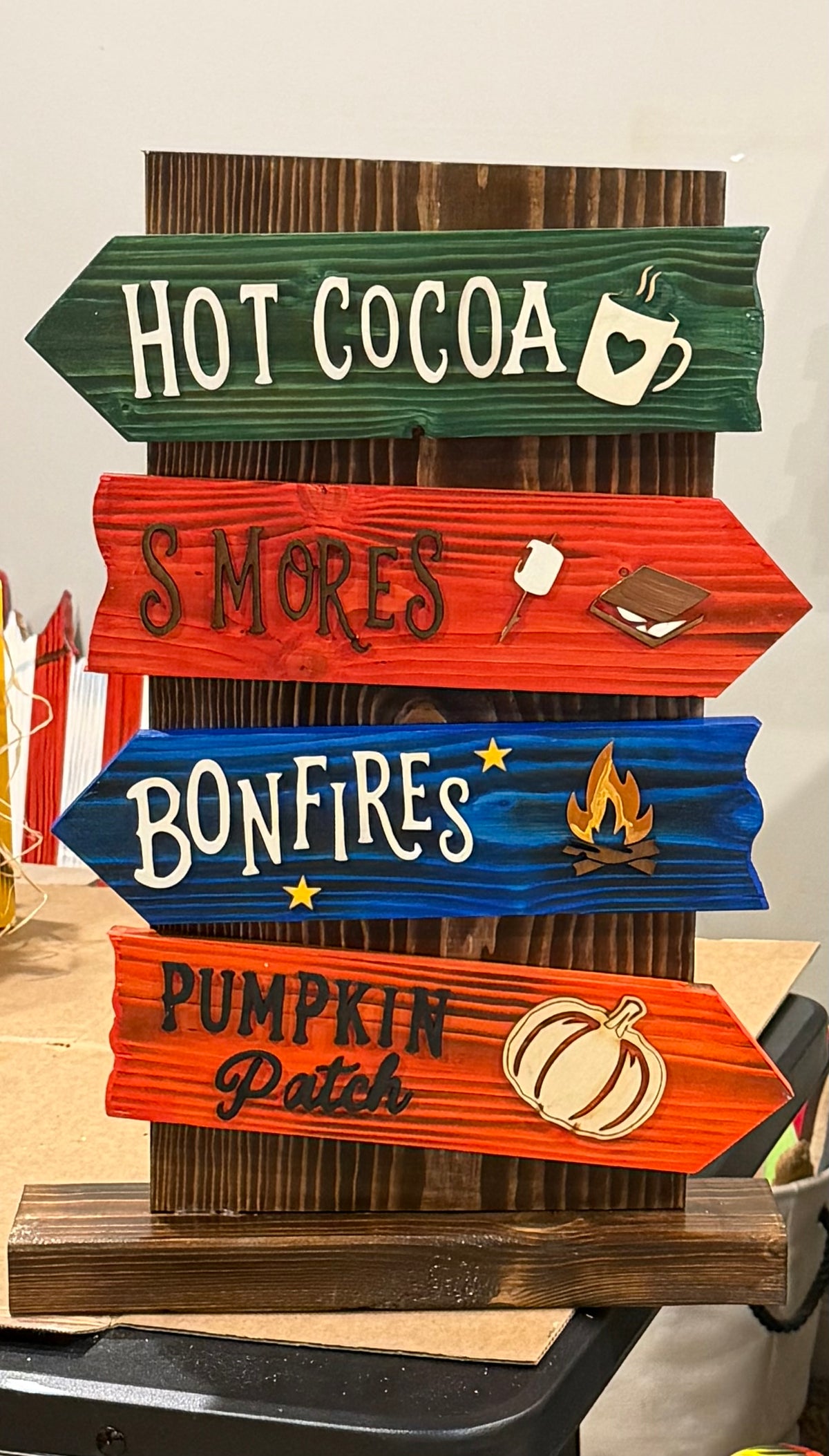 Handmade Rustic Wooden Fall Directional Sign – Apple Picking, Corn Maze, Bonfires, Pumpkin Patch