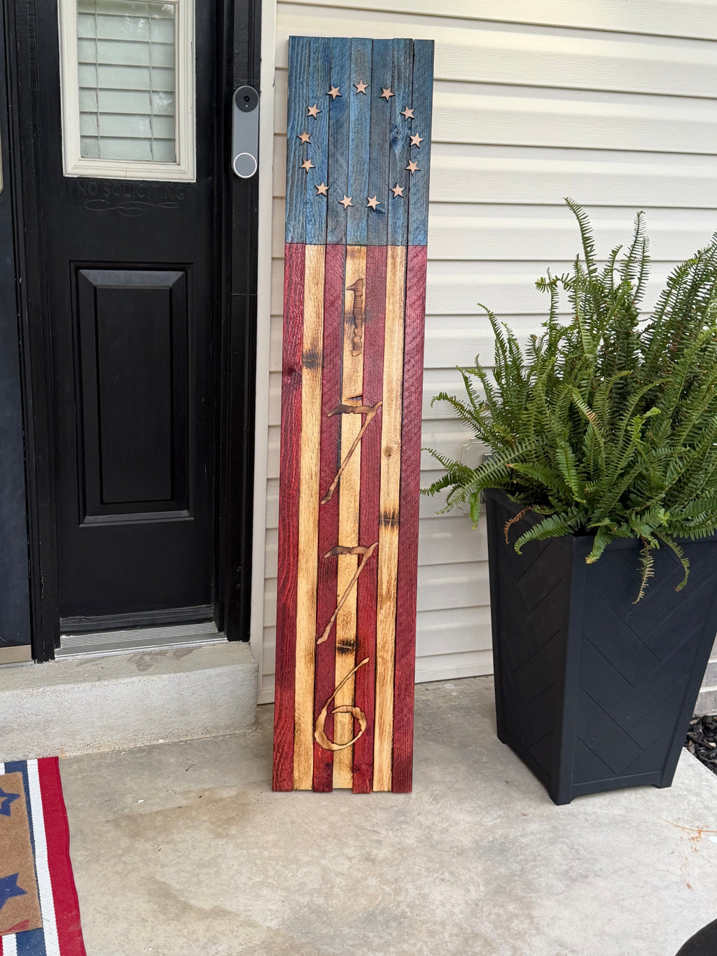 Rustic 1776 American Porch Leaner | Betsy Ross | Hand Burned Patriotic Wall Art | Farmhouse (Copy)