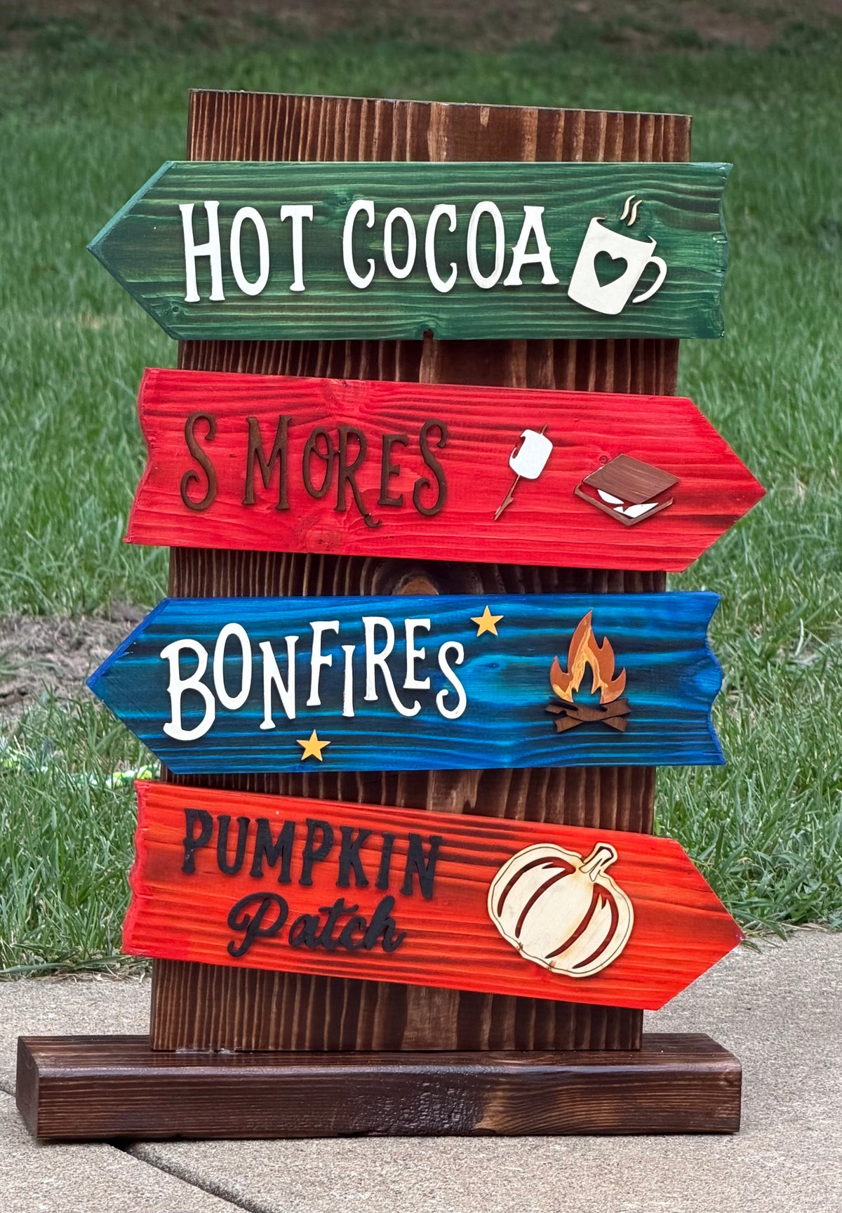 Handmade Rustic Wooden Fall Directional Sign – Apple Picking, Corn Maze, Bonfires, Pumpkin Patch