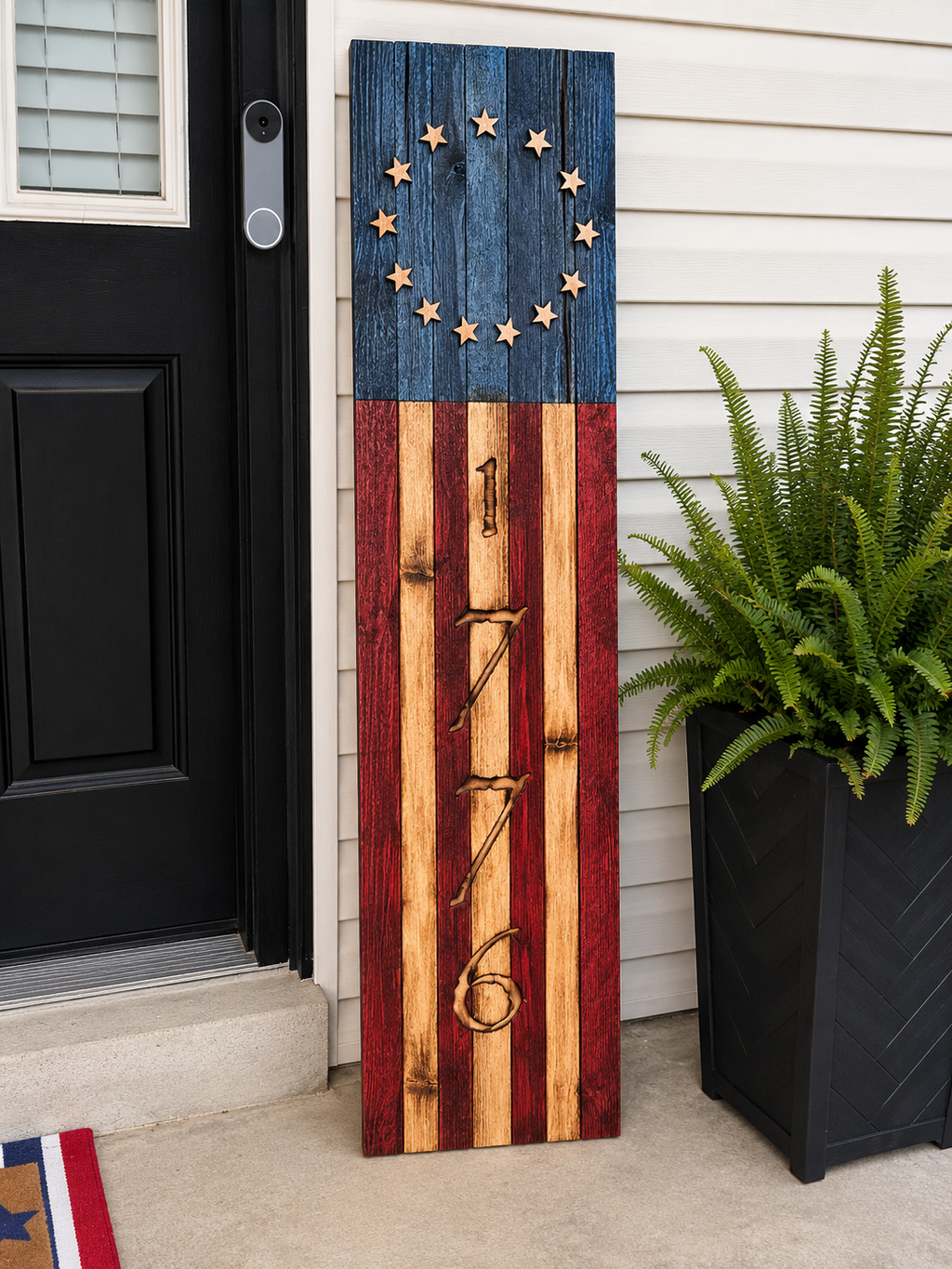 Rustic 1776 American Porch Leaner | Betsy Ross | Hand Burned Patriotic Wall Art | Farmhouse (Copy)