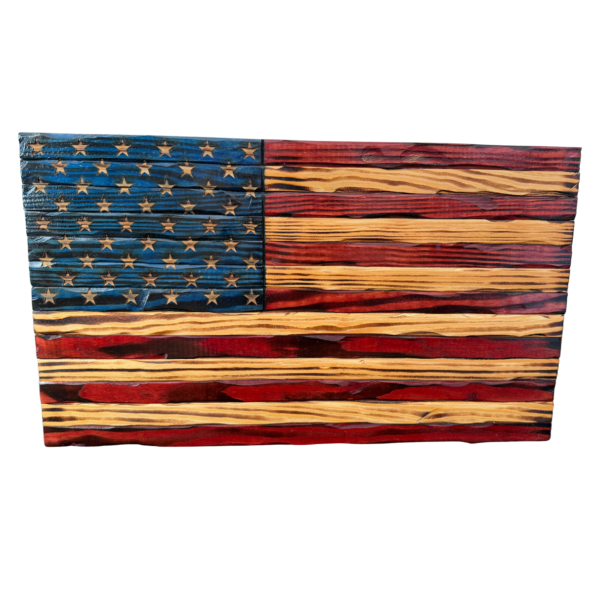 50 Star Union Rustic Flag Gloss Finish Made with real wood. Made in the USA