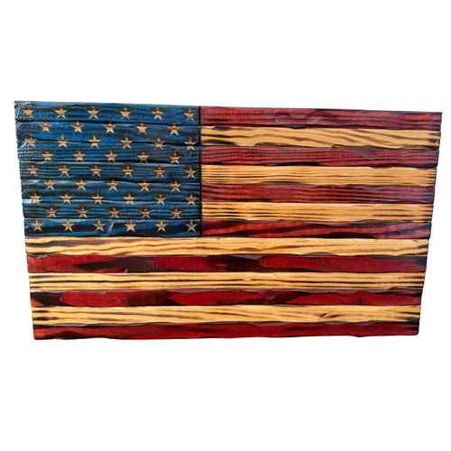 50 Star Union Rustic Flag Gloss Finish Made with real wood. Made in the USA