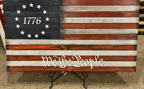 1776 “We The People” Rustic Wooden American Flag – 37x19 – Handcrafted