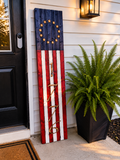Rustic 1776 American Porch Leaner | Betsy Ross | Hand Burned Patriotic Wall Art | Farmhouse