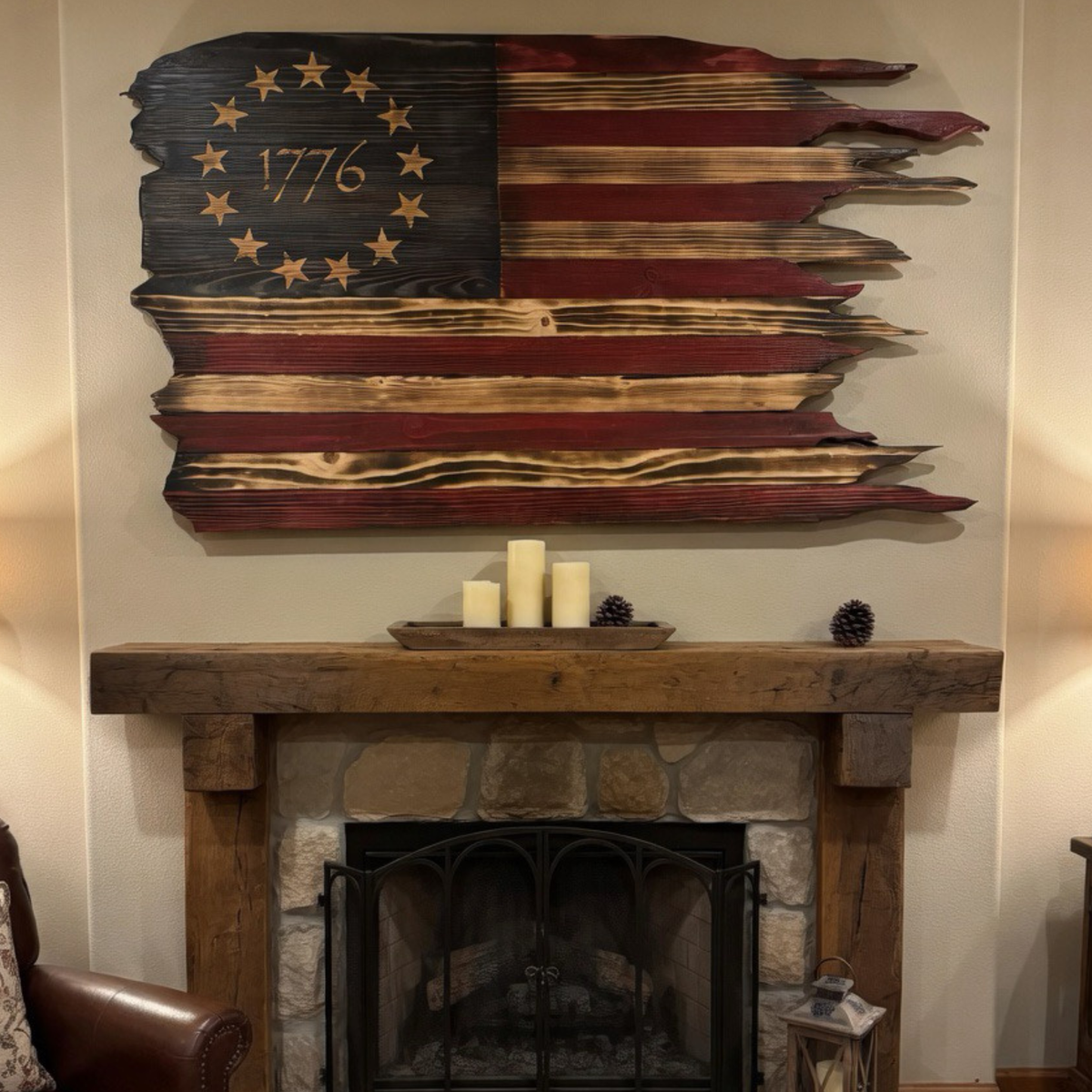 Handcrafted Tattered Betsy Ross American Flag