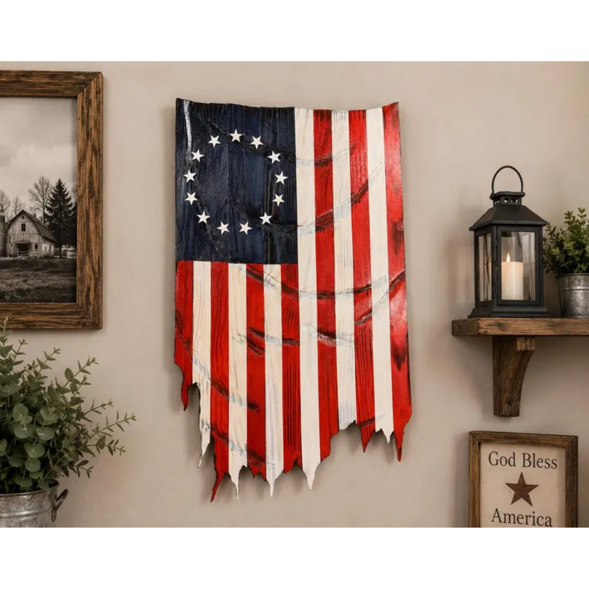 Handmade Wooden American Flag Betsy Ross Made in the USA