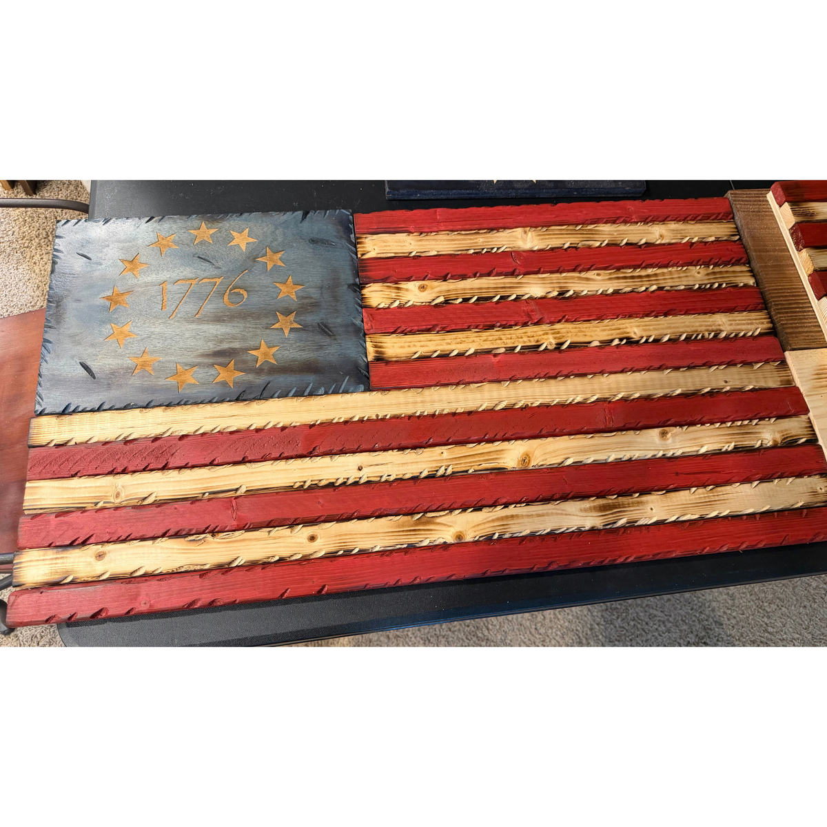 Betsy Ross Wooden American Flag | 1776 Patriotic Wall Art