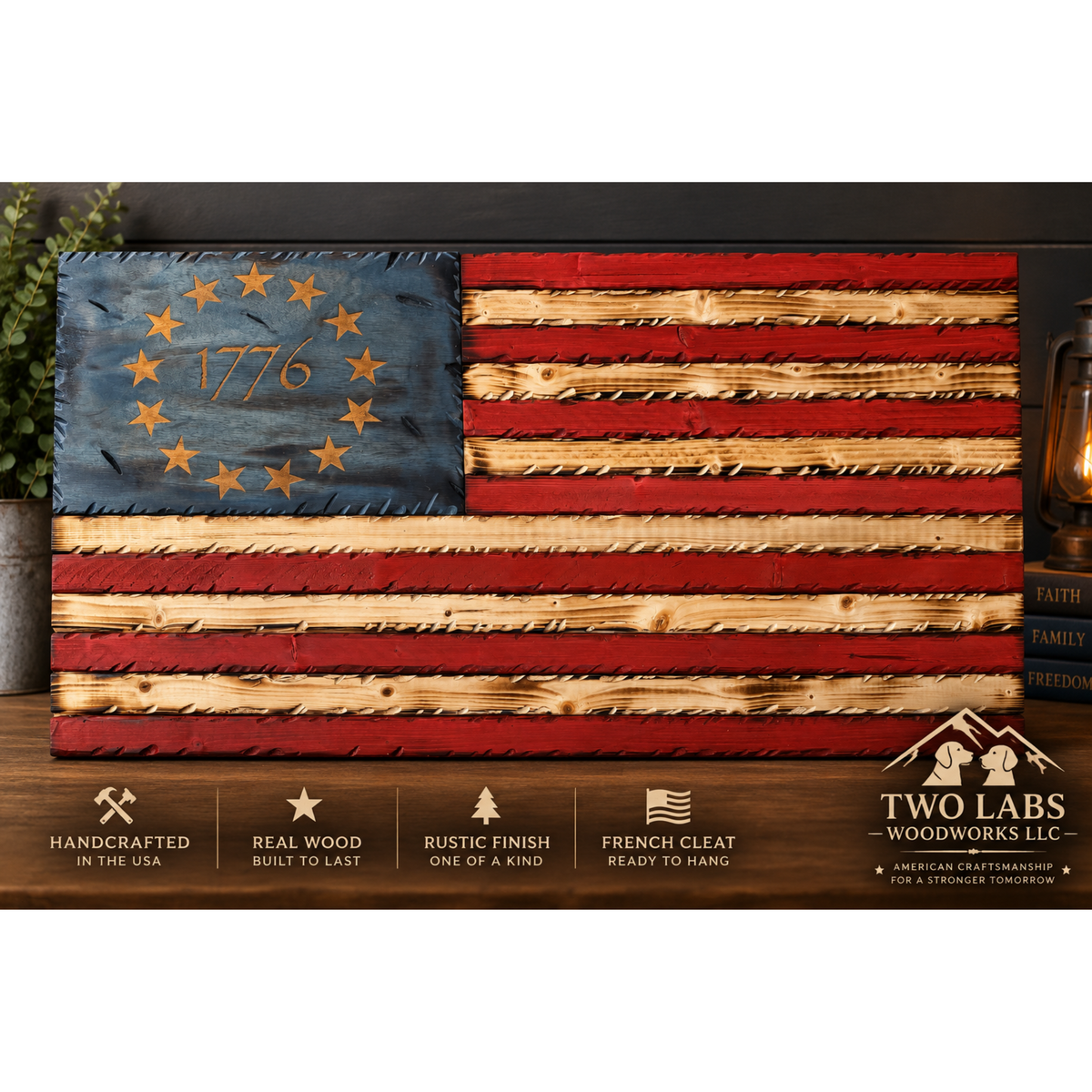 Betsy Ross Wooden American Flag | 1776 Patriotic Wall Art
