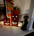 Handmade Lighted Wooden Jack-O’-Lanterns – 30” & 15” Rustic Halloween Porch Decor