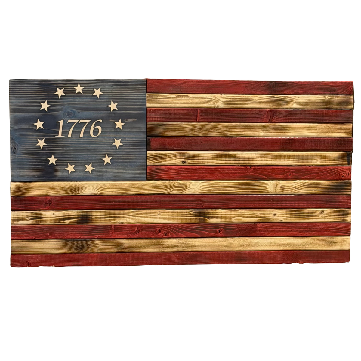 Classic Betsy Ross American Flag made with real wood. Handmade in the USA 1776