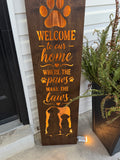 Lighted Dog Porch Leaner Sign – "Paws Make the Laws" 48"