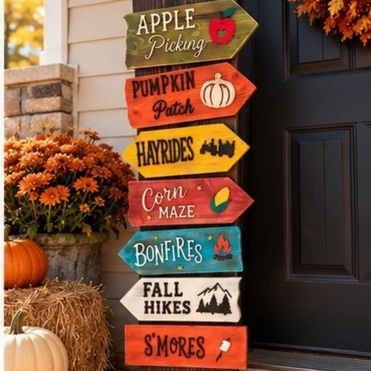 Rustic Fall Directional Sign | Porch Decor, Autumn Traditions (48x11.5)