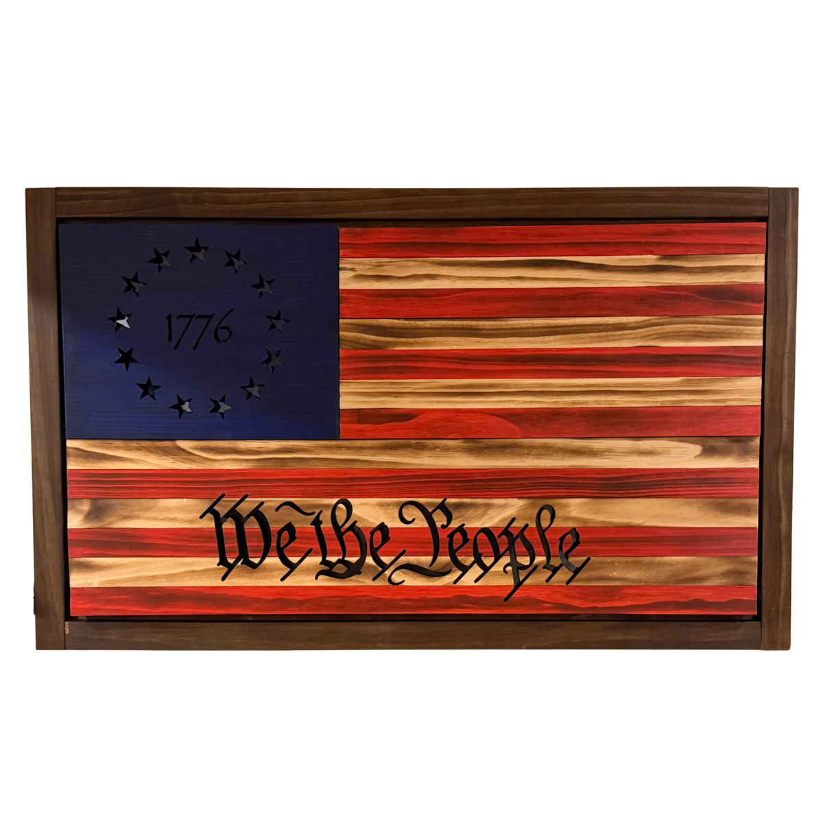 Handcrafted Wood American Flag | We the People, 1776 LED Wall Art (36x19.5")