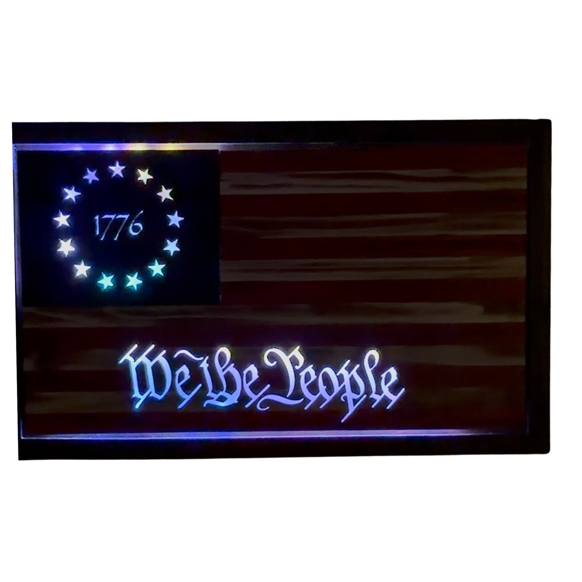 Handcrafted Wood American Flag | We the People, 1776 LED Wall Art (36x19.5")