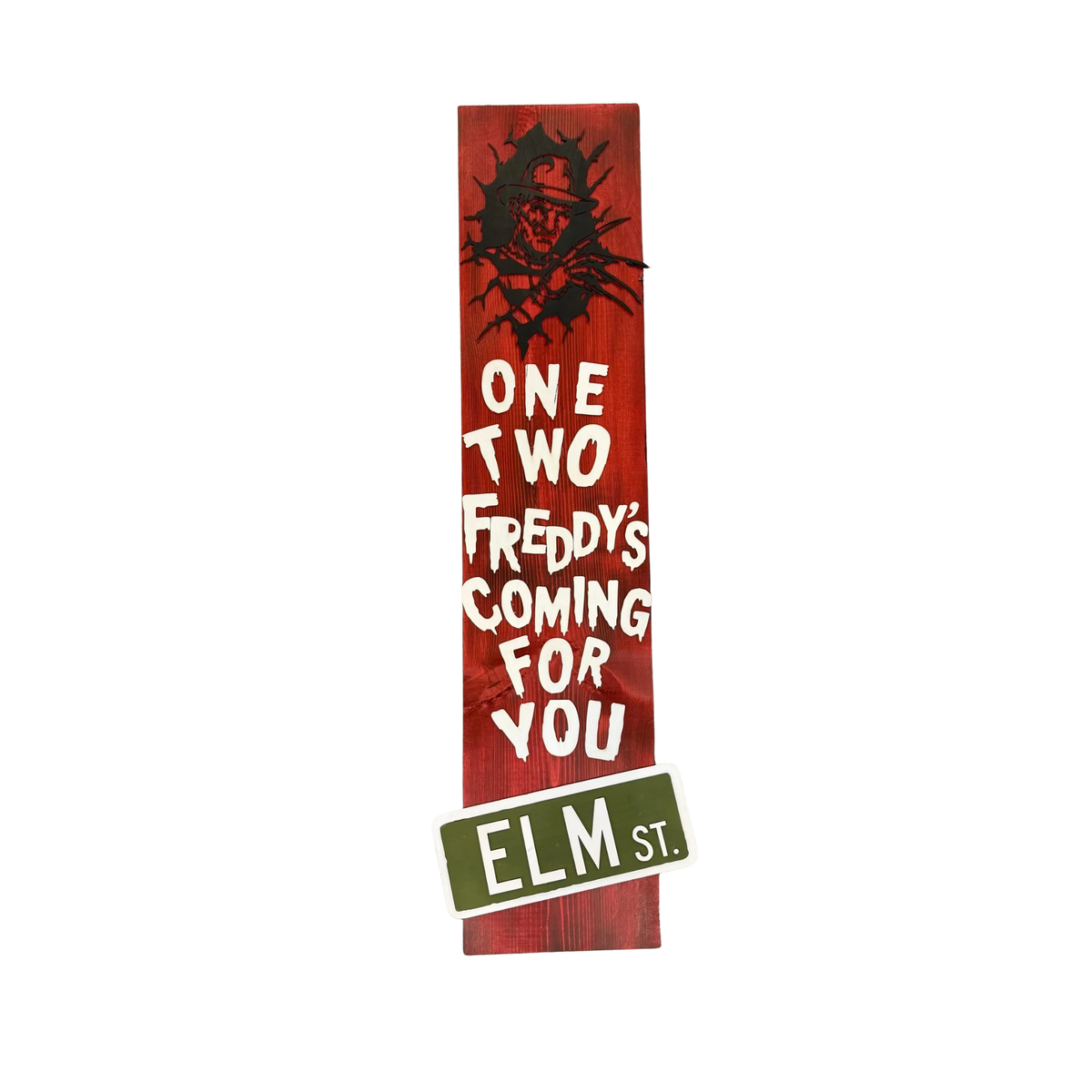 Handmade Freddy Krueger Elm Street Porch Leaner Nightmare Halloween Wooden Sign 