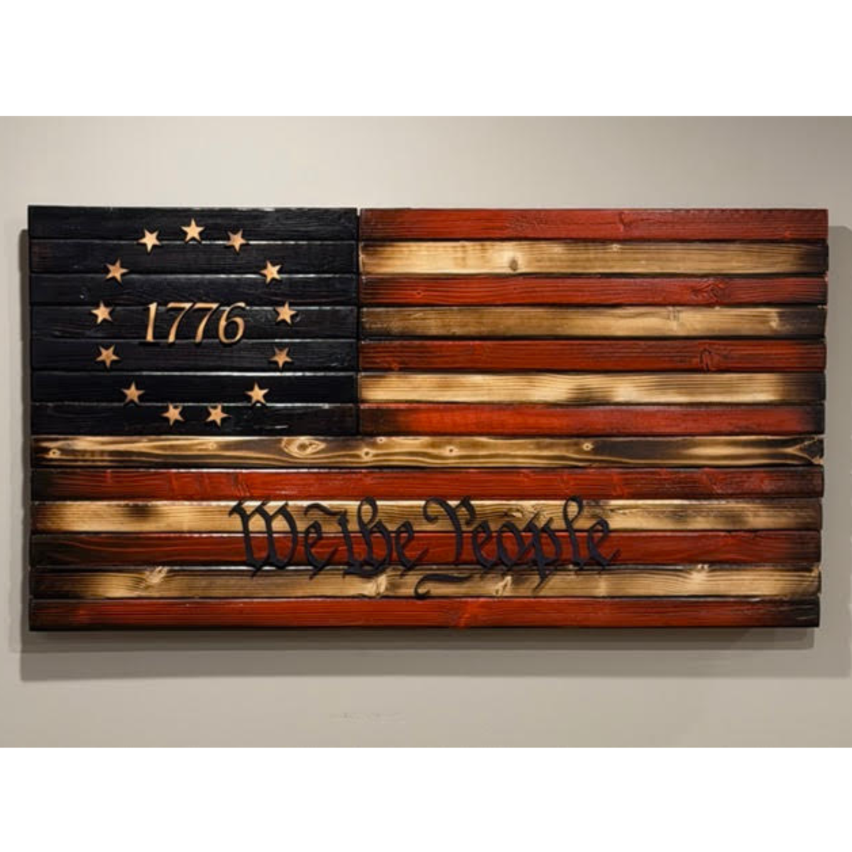 Made in the USA Rustic wall art American flag 1776 We the People