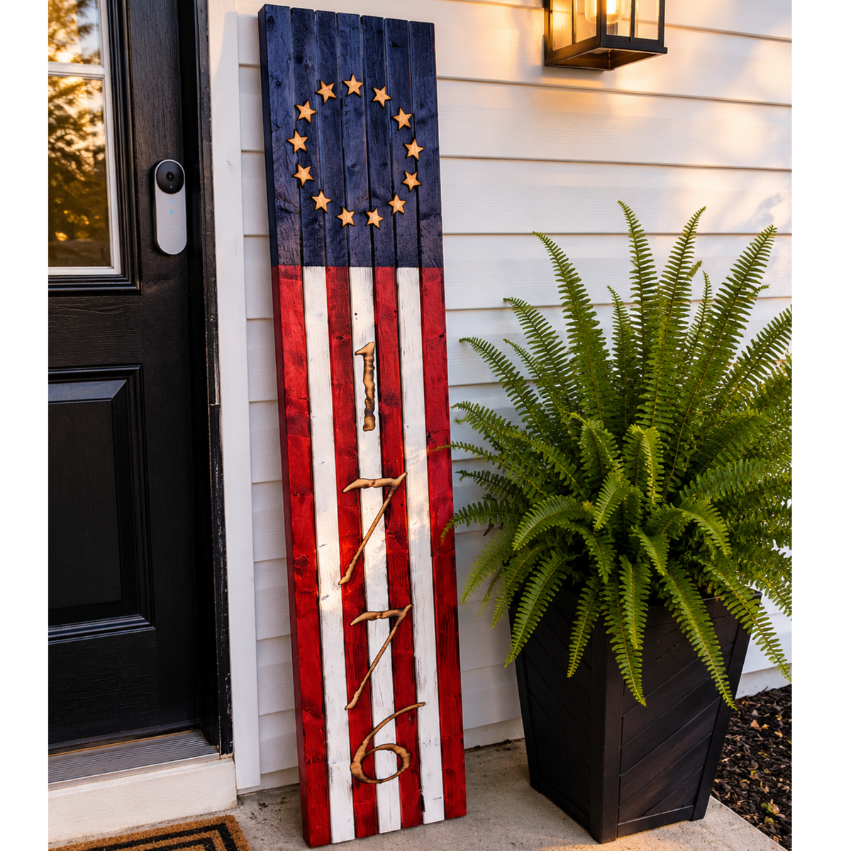 Handmade in the USA 1776 USA Flag Porch Decor Patriotic On front porch