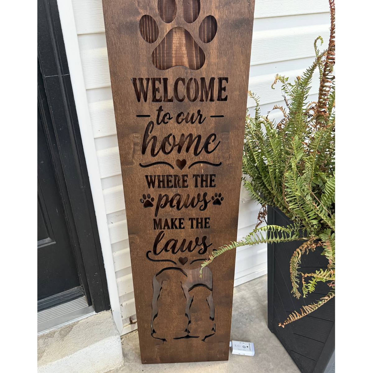 Lighted Dog Porch Leaner Sign On The Patio Real Wood Made In The USA 