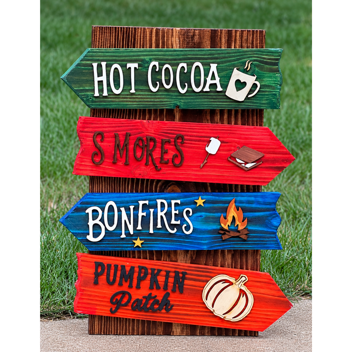 Handmade Rustic Wooden Fall Directional Sign – Apple Picking, Corn Maze, Bonfires, Pumpkin Patch