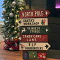 24” Christmas North Pole Directional Sign | Handmade Wooden Christmas Decor | Santa’s Workshop Sign | 3D Holiday Decor with Easel