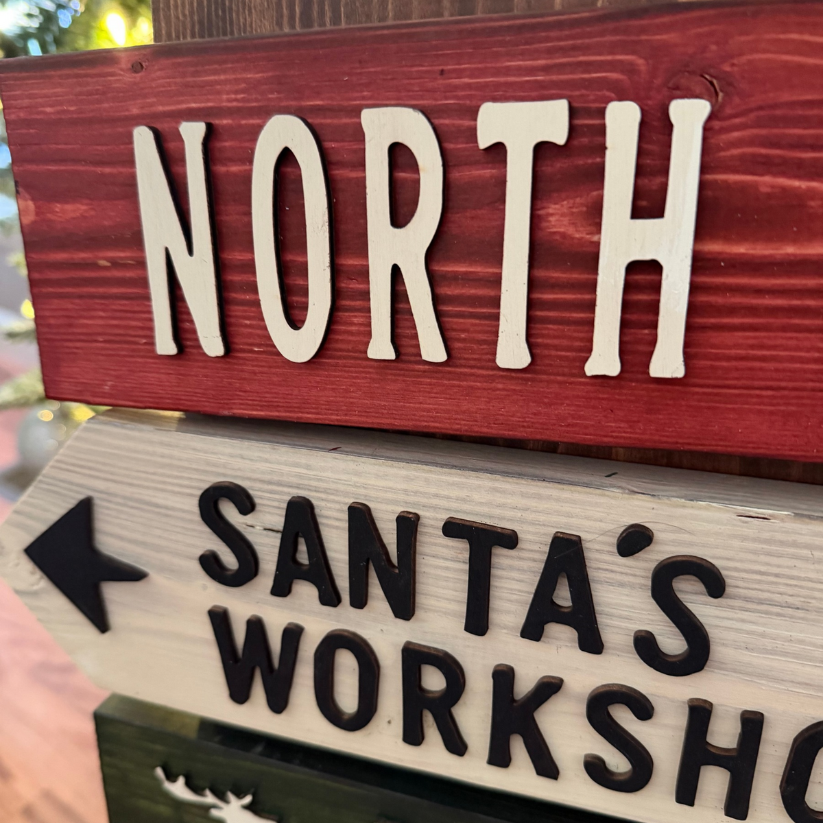 24” Christmas North Pole Directional Sign | Handmade Wooden Christmas Decor | Santa’s Workshop Sign | 3D Holiday Decor with Easel