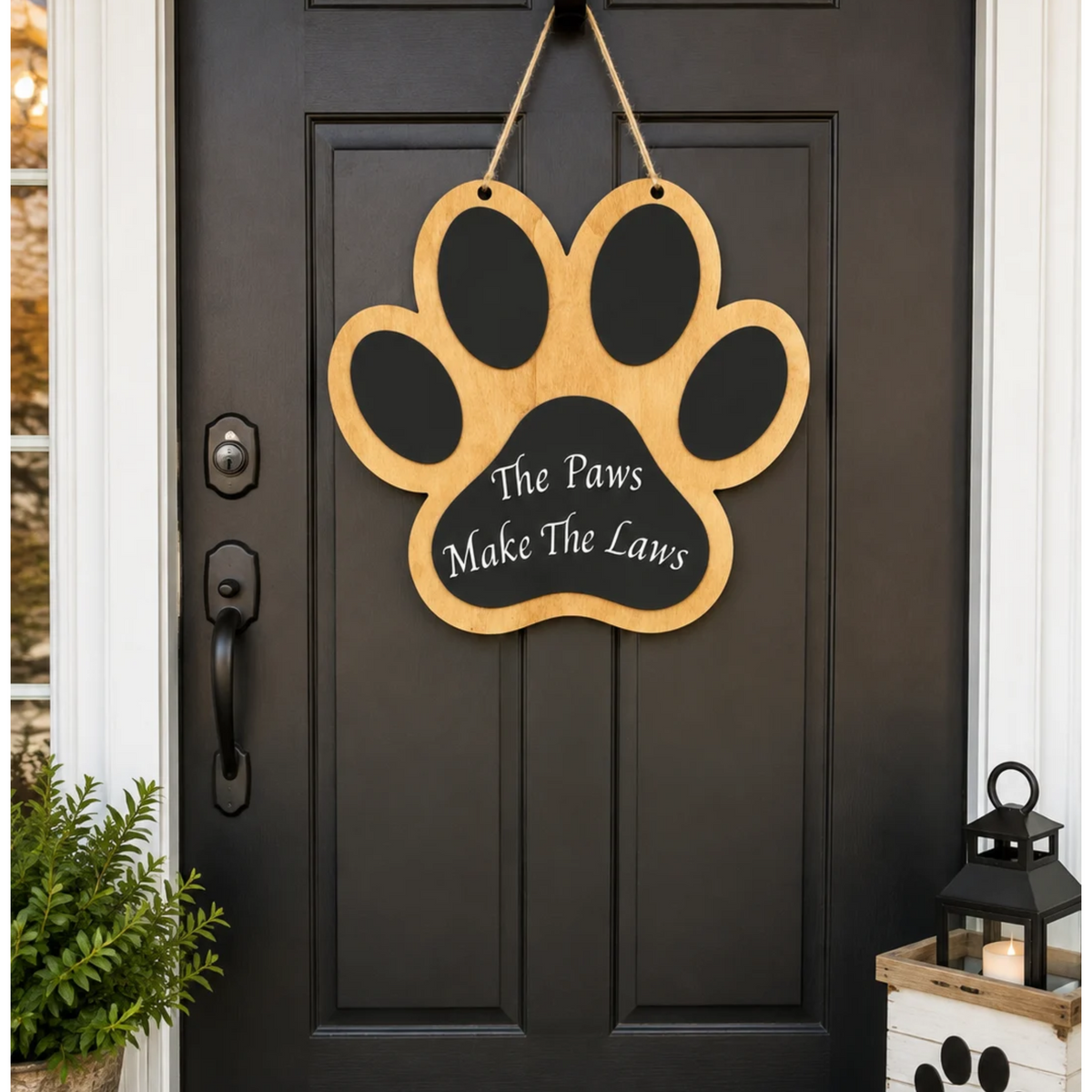Wooden "Paws Make The Laws" Sign. Wooden Door Sign