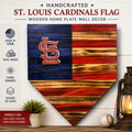 STL Home Plate Shape Flag with red and natural stripes and STL logo in blue union