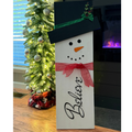 Freestanding Wooden Snowman Christmas Decor, 38 Inch Tall Holiday Decoration, White Snowman with Red Ribbon, Winter Home Decor