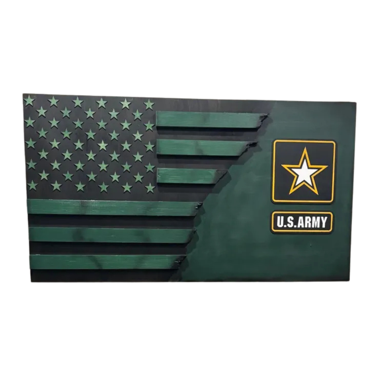 Handcrafted U.S. Army Wooden Flag | 3D Stars, Burned Edges, Veteran Gift
