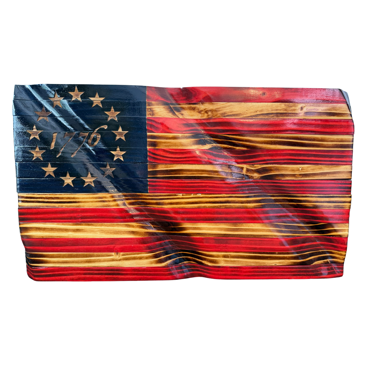 Wooden Wavy Flag. American Wooden Wavy Flag