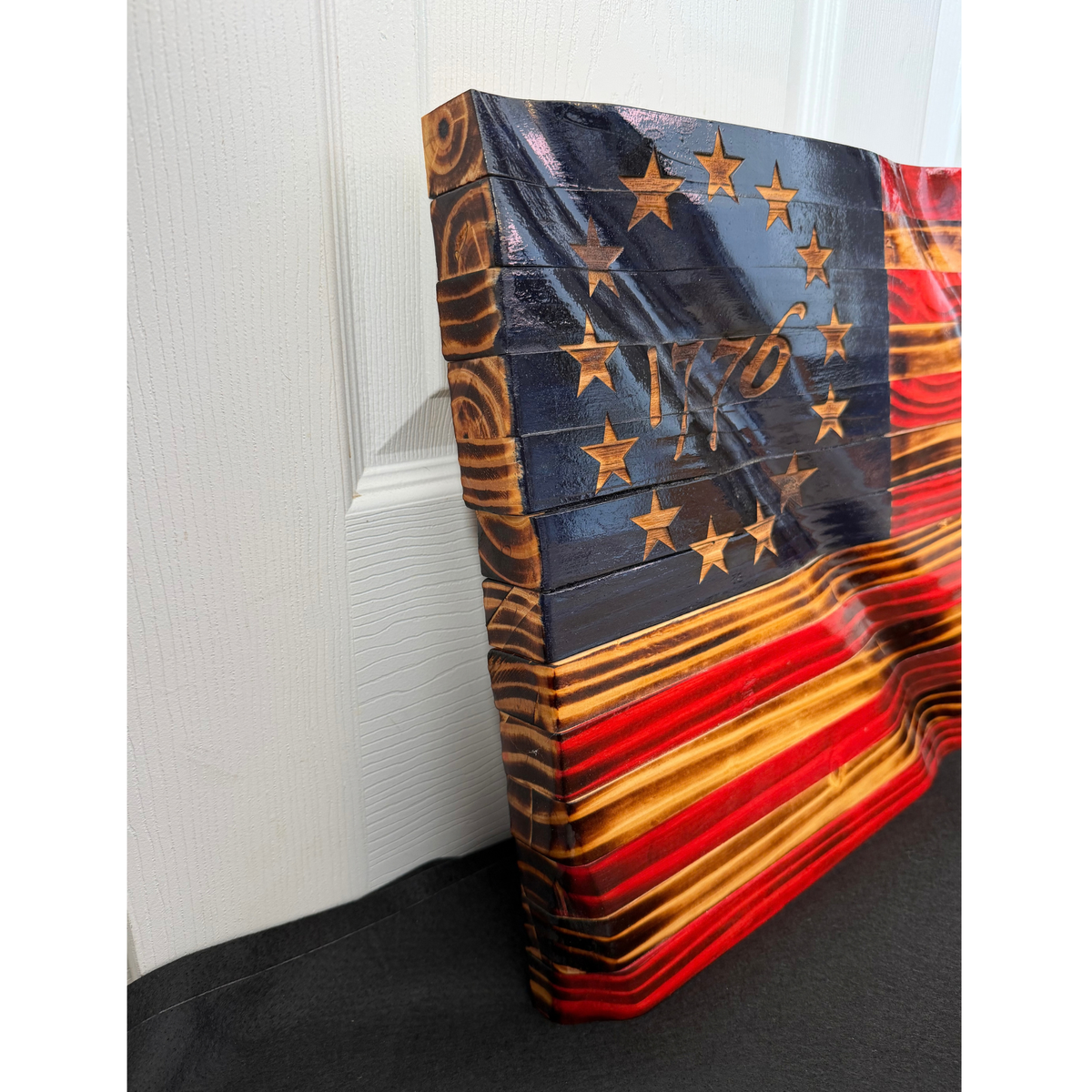 Wooden Wavy Flag. American Wooden Wavy Flag