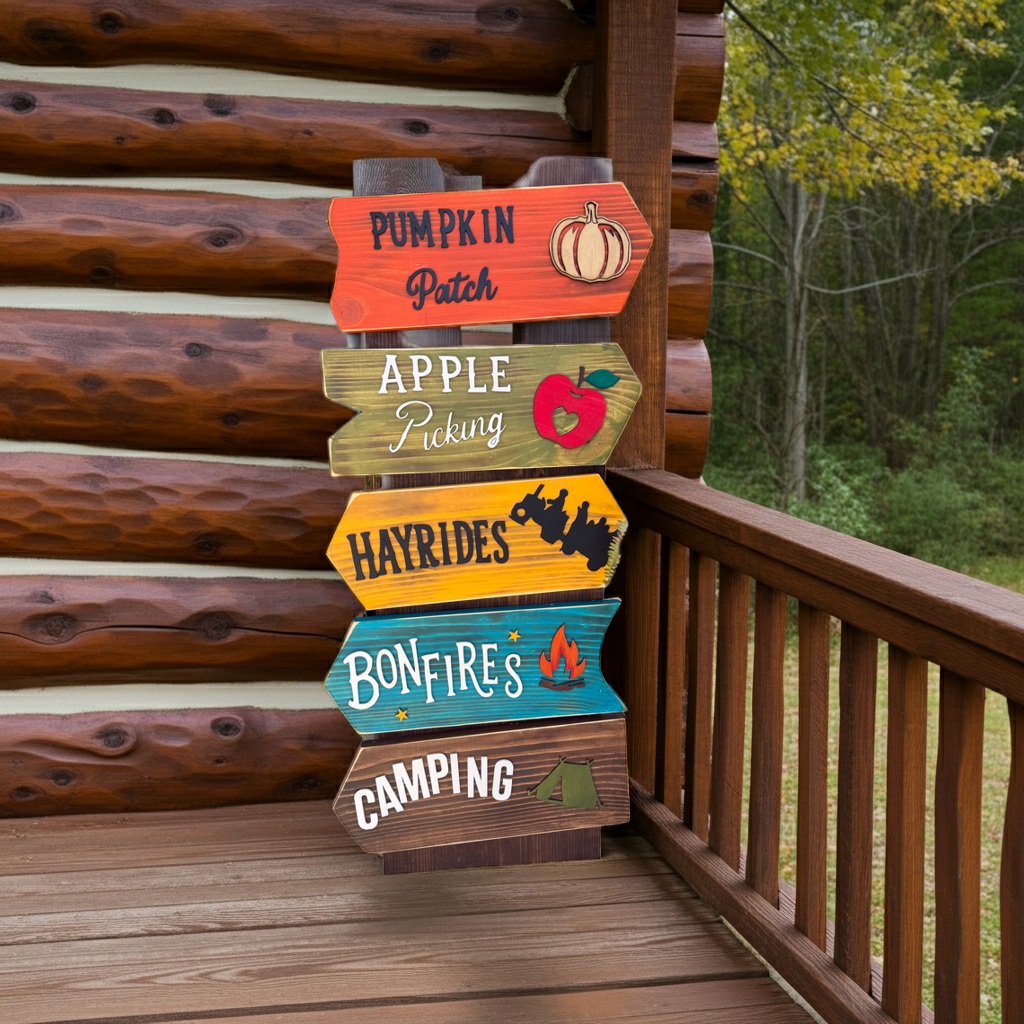Rustic Fall Directional Sign | Farmhouse Porch Decor, Autumn Traditions